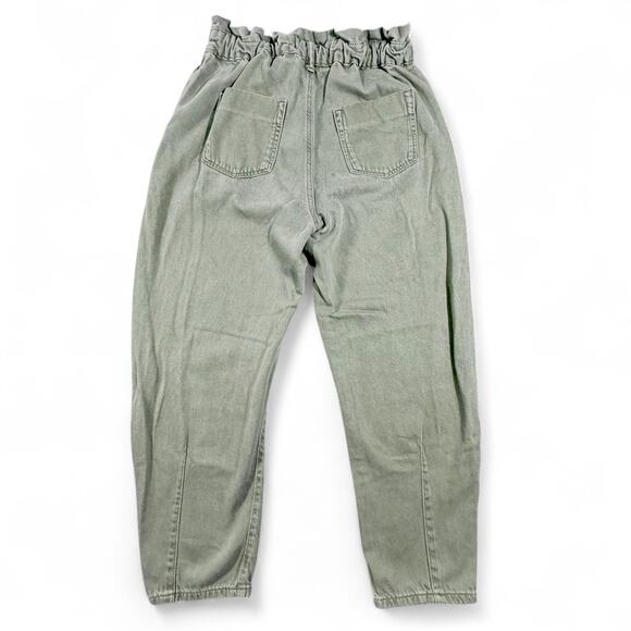ZARA Women 6 Paperbag High Rise Baggy Barrel Leg Jeans Pant Gorpcore Olive Green - Picture 3 of 8